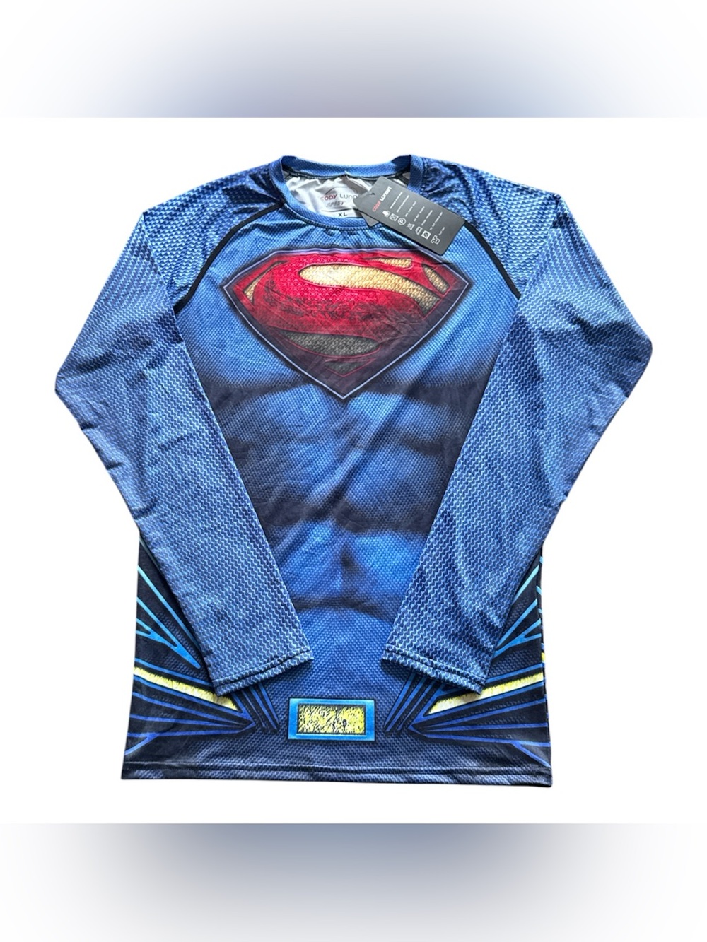 NEW Cody Lundin Sport Superman DC Blue Long Sleeve Compression Shirt Mens XL